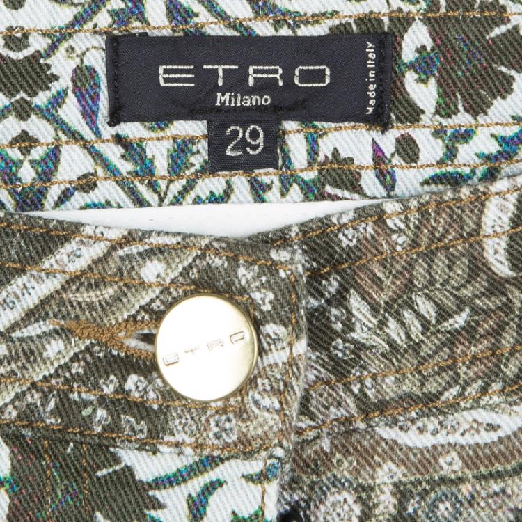 Pre Owned Etro Multicolor Floral and Paisley Print Slim Fit Denim Jeans M