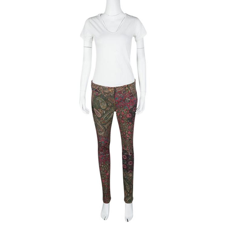 Pre Owned Etro Multicolor Floral and Paisley Print Slim Fit Denim Jeans L