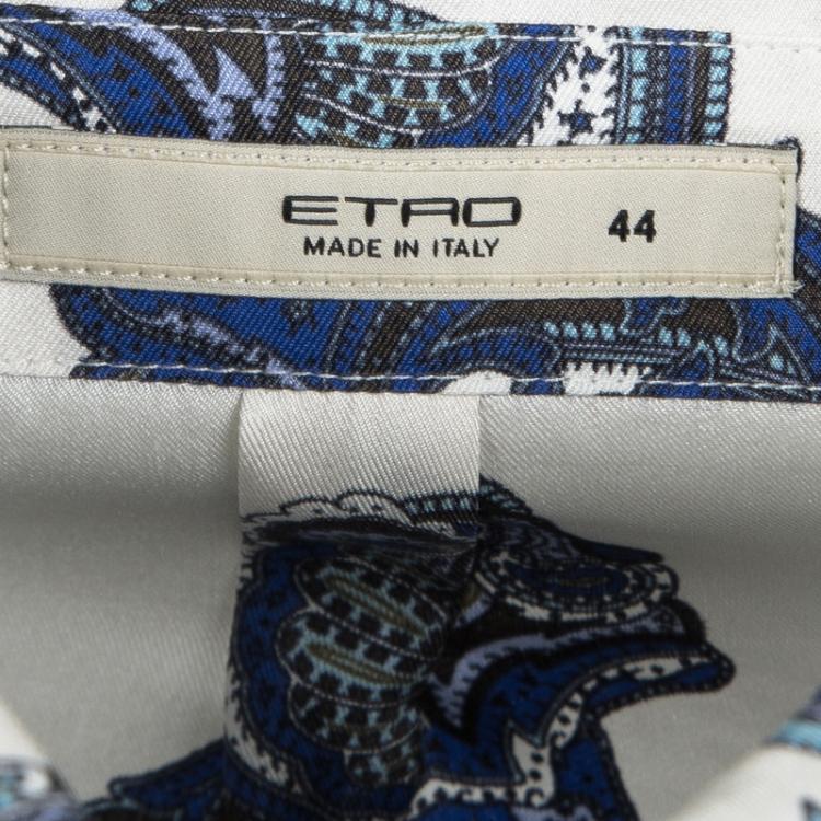Pre Owned Etro Colorblock Printed Silk Long Sleeve Button Front Shirt M