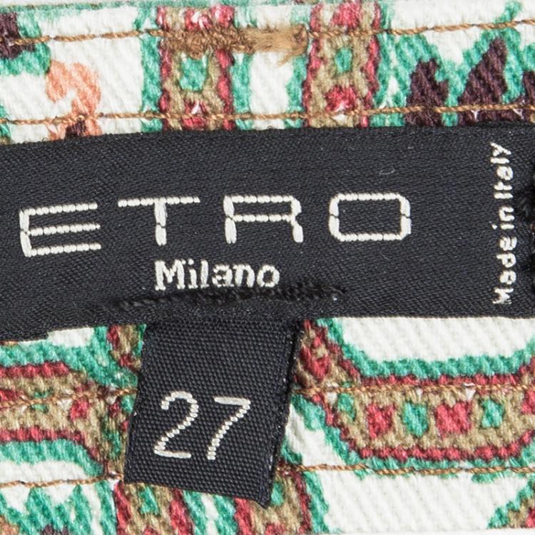 Pre Owned Etro Multicolor Printed Stretch Denim Skinny Jeans S