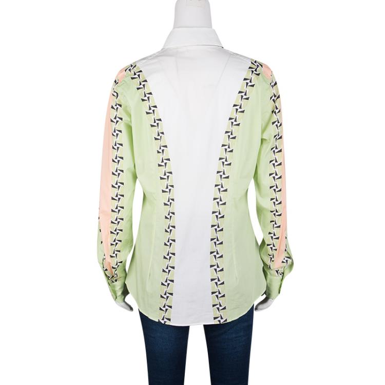 Pre Owned Etro Colorblock Printed Cotton Long Sleeve Button Front Shirt L