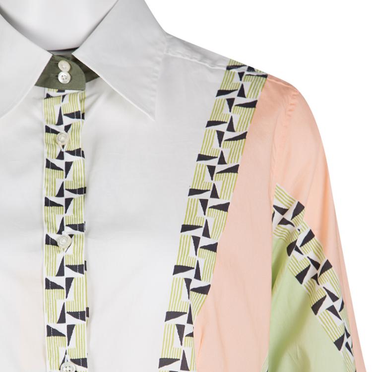 Pre Owned Etro Colorblock Printed Cotton Long Sleeve Button Front Shirt L