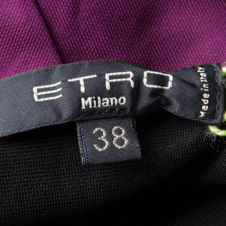 مملوكة مسبقًا Etro Purple Knit Draped Embellished Waist Detail Sleeveless Maxi Dress S