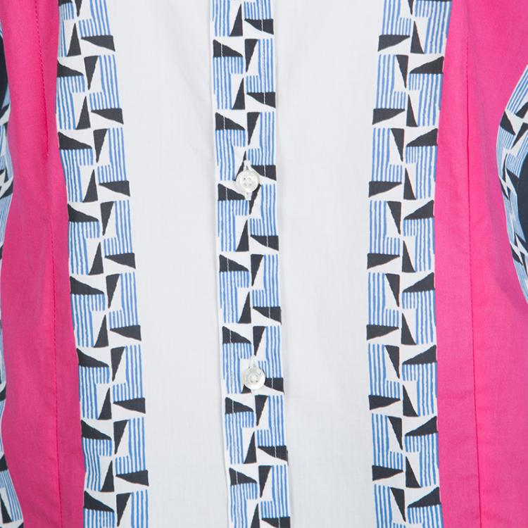 Pre Owned Etro Colorblock Printed Cotton Long Sleeve Button Front Shirt M