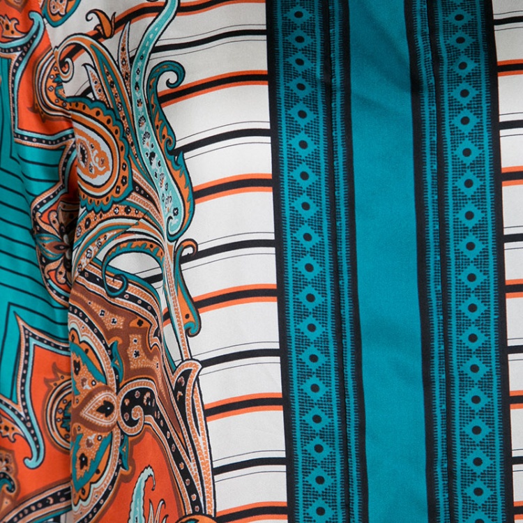 Pre Owned Etro Multicolor Printed Silk Long Sleeve Dress L