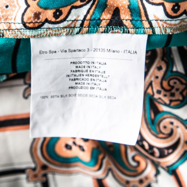 Pre Owned Etro Multicolor Printed Silk Long Sleeve Dress L