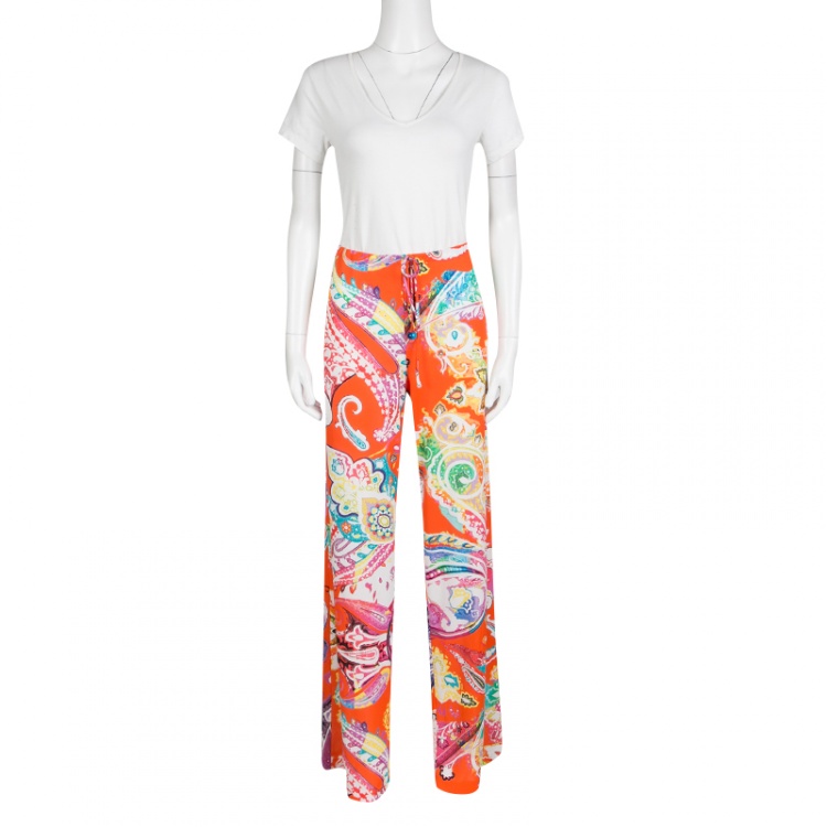 Pre Owned Etro Multicolor Printed Knit Elasticized Waist Pants XL
