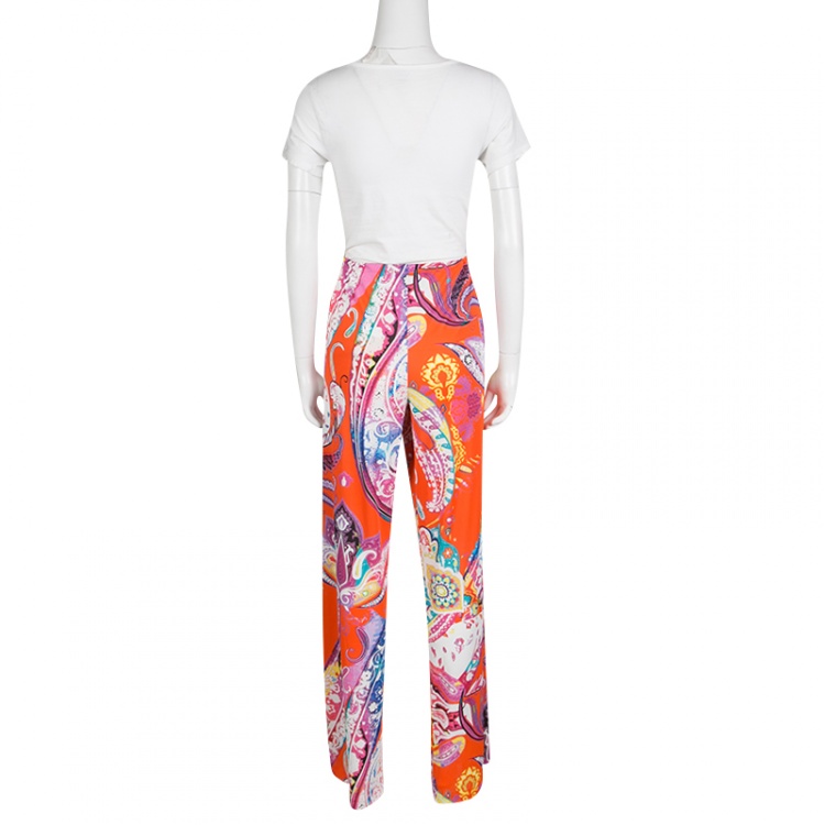 Pre Owned Etro Multicolor Printed Knit Elasticized Waist Pants XL