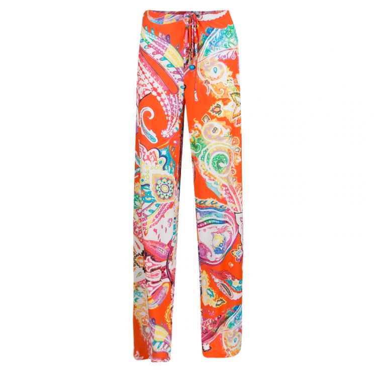 Pre Owned Etro Multicolor Printed Knit Elasticized Waist Pants XL