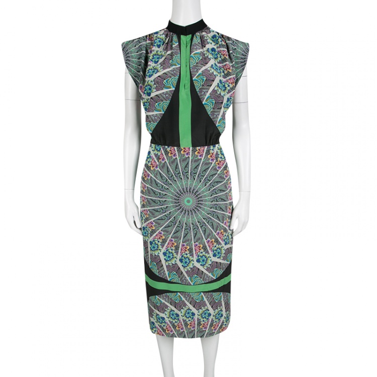 Pre Owned Etro Multicolor Floral and Paisley Printed Silk Dress M
