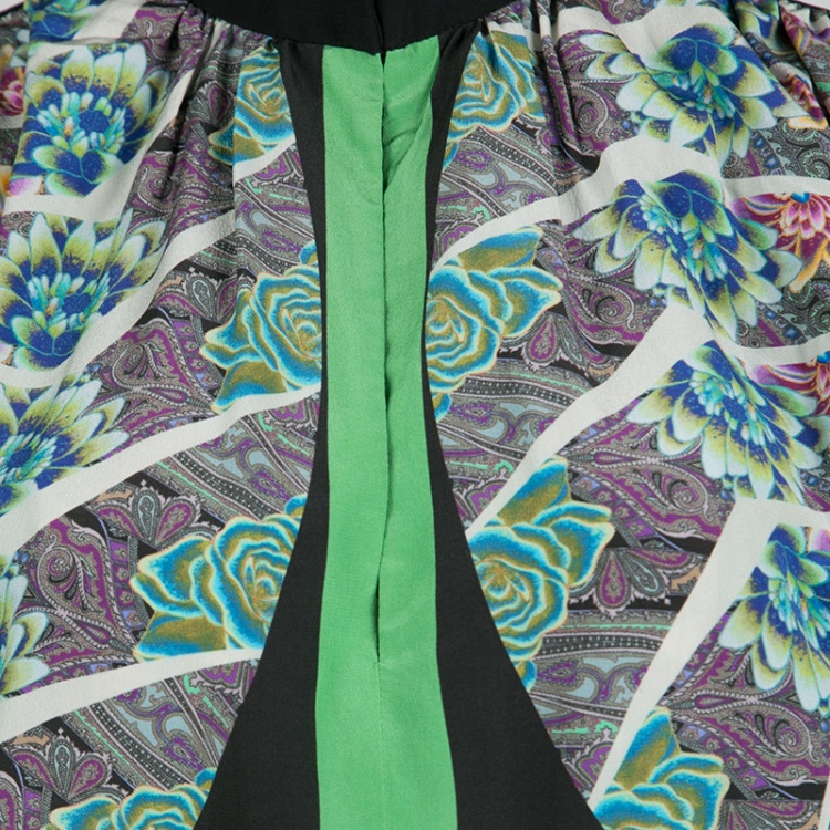 Pre Owned Etro Multicolor Floral and Paisley Printed Silk Dress M