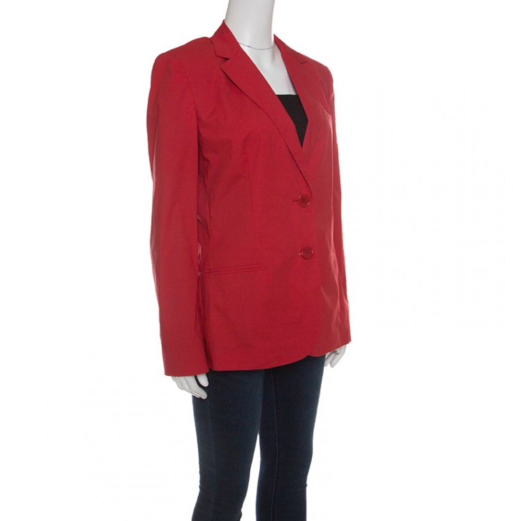 Pre Owned Etro Red Cotton Two Button Blazer L