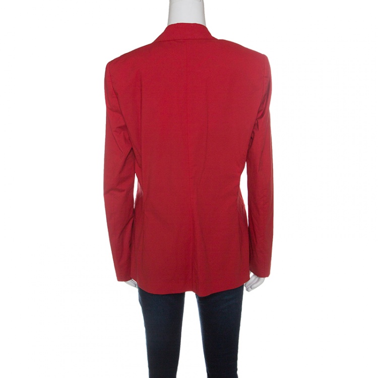 Pre Owned Etro Red Cotton Two Button Blazer L