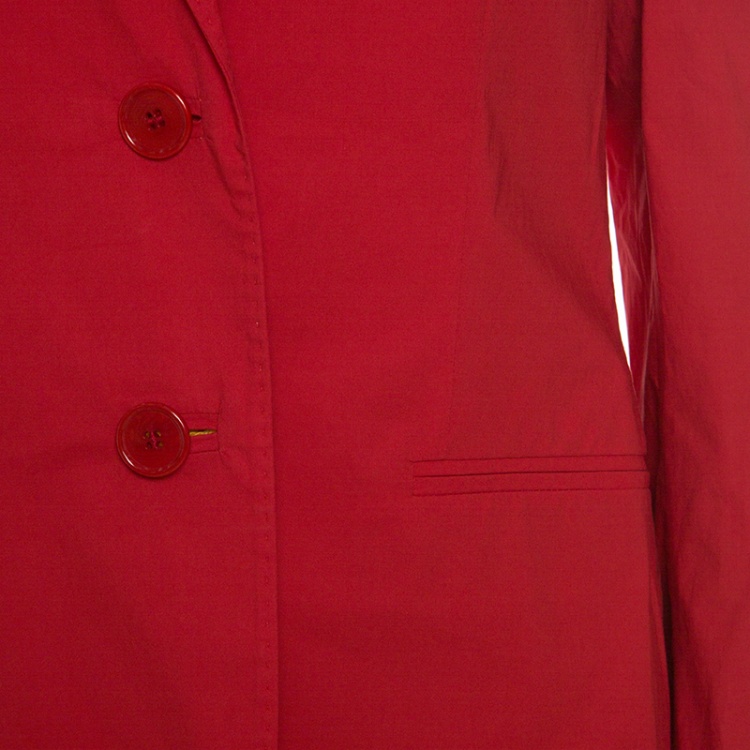 Pre Owned Etro Red Cotton Two Button Blazer L