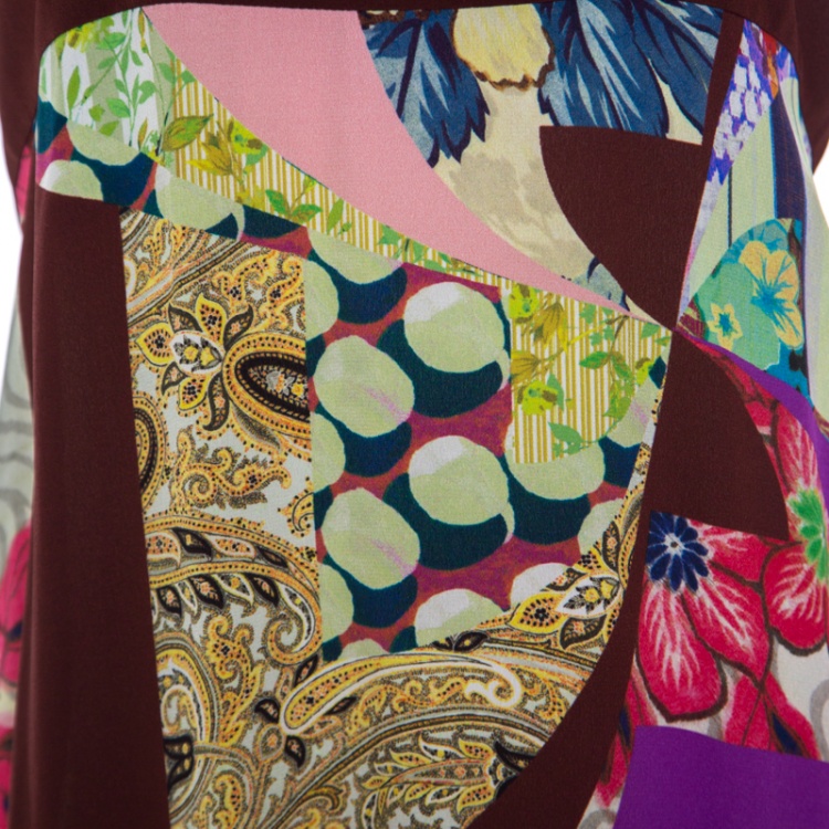 مملوكة مسبقًا Etro Multicolor Printed Silk Square Neck Maxi Dress L