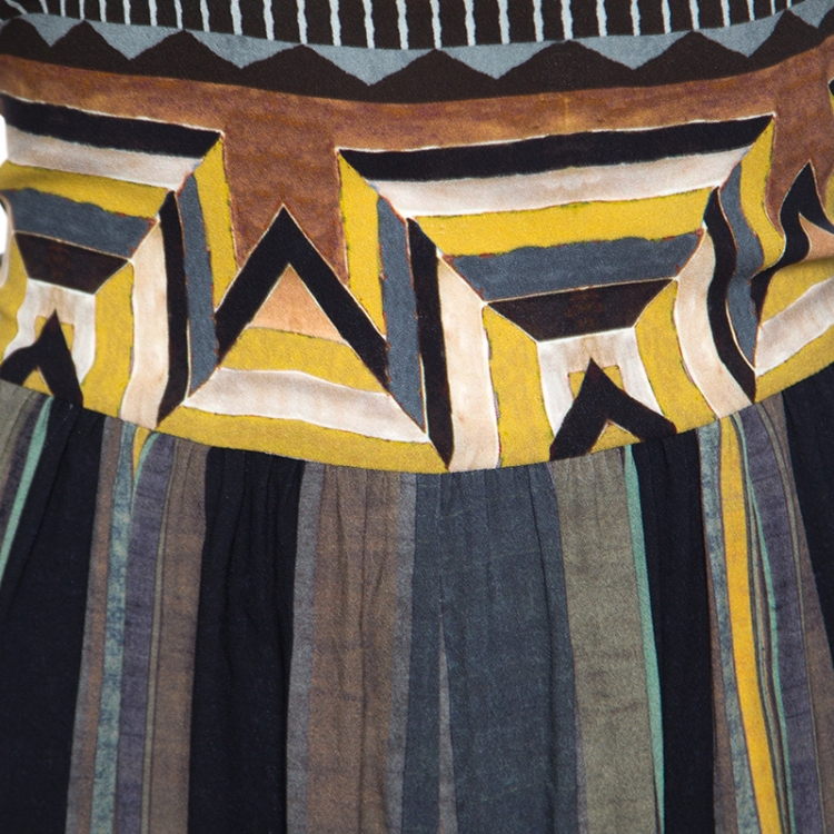 Pre Owned Etro Multicolor Geometric Printed Long Sleeve Jumpsuit M