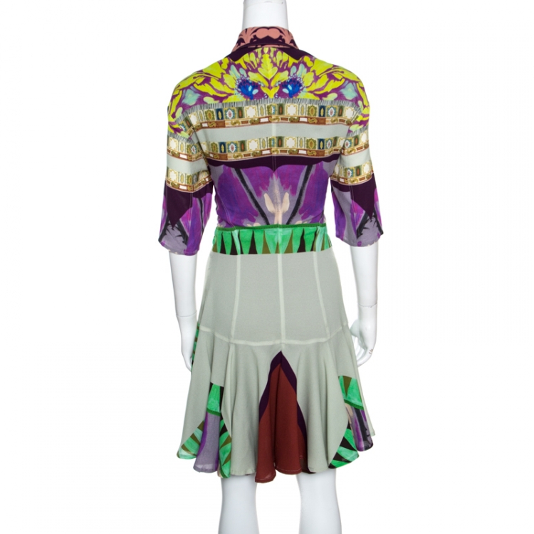Pre Owned Etro Multicolor Abstract Printed Short Sleeve Flared Dress M