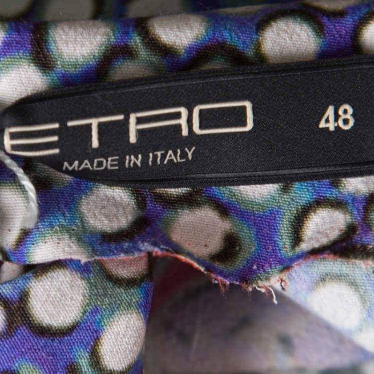 Pre Owned Etro Multicolor Paisley Printed Asymmetric Draped Maxi Dress L