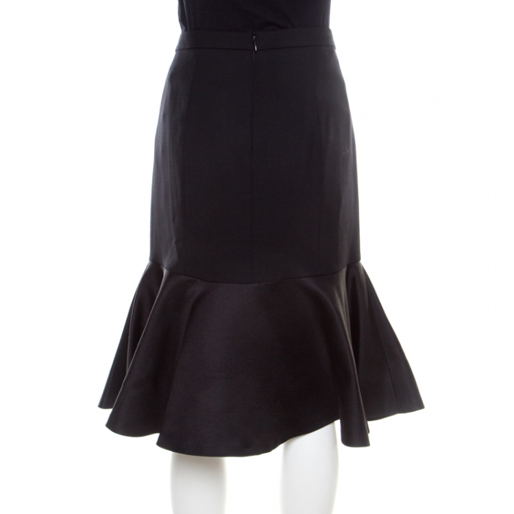 Pre Owned Etro Black Wool Flounce Skirt M