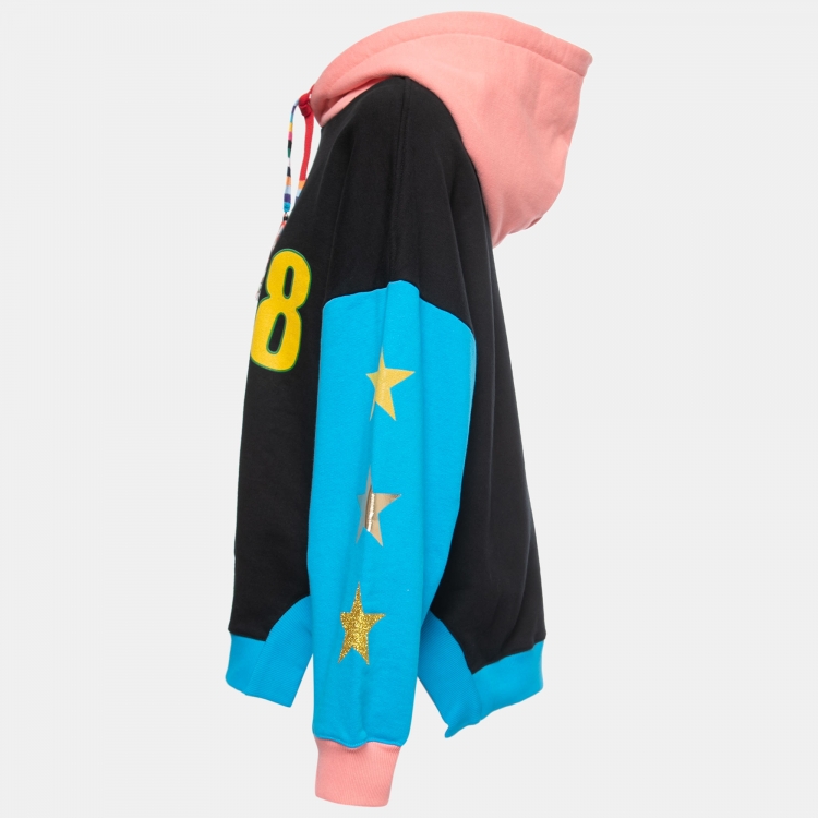 Pre Owned Etro Color Block Cotton Logo Patch Oversized Hoodie S