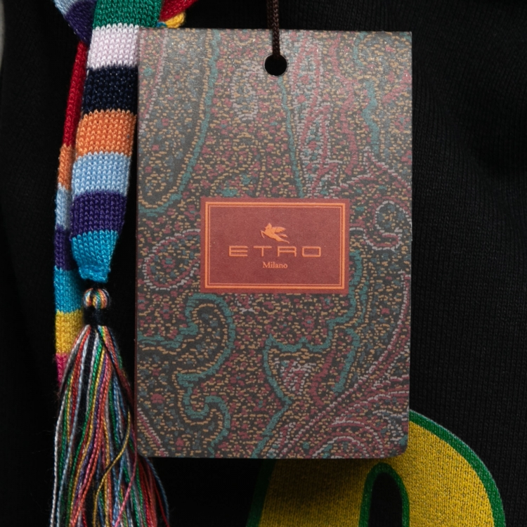 Pre Owned Etro Color Block Cotton Logo Patch Oversized Hoodie S