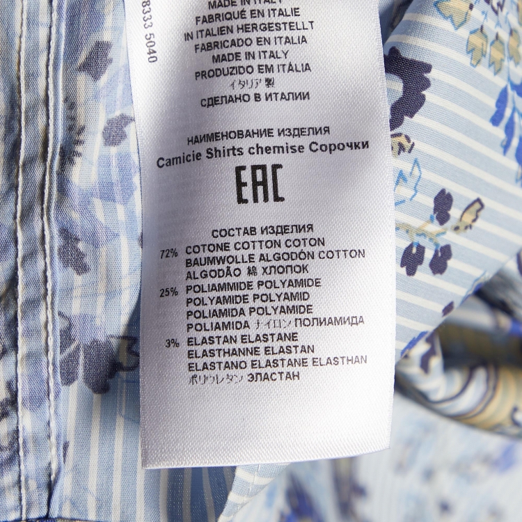 Pre Owned Etro Blue Paisley Striped Cotton Blend Button Front Shirt XL