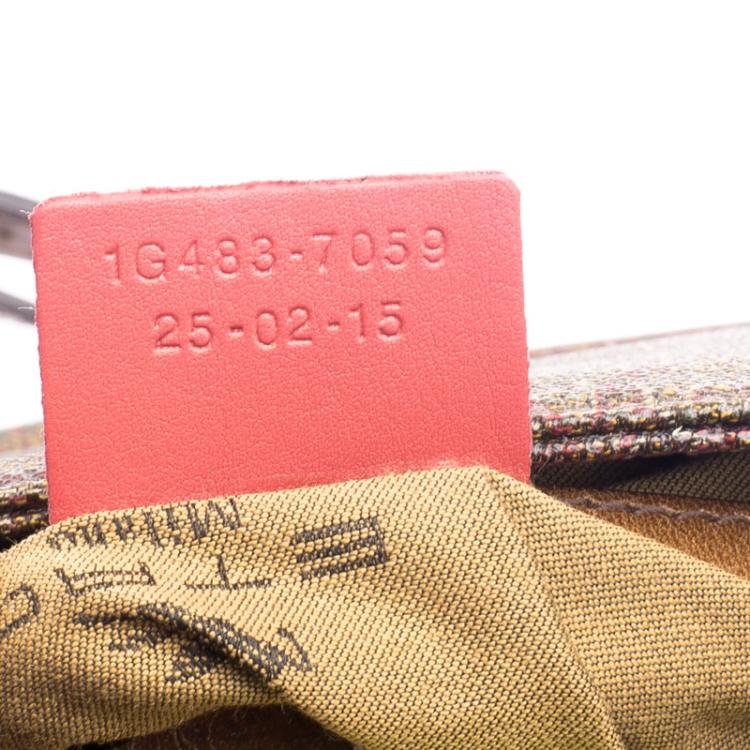 Pre Owned Etro Brown Paisley Coated Canvas Crochet Detail Shoulder Bag