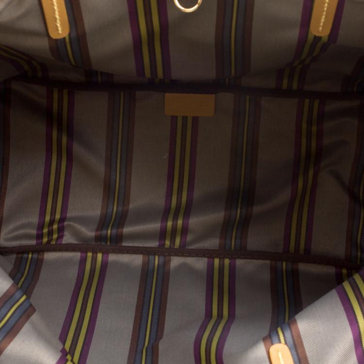 Pre Owned Etro Brown Paisley Printed Leather Shopper Tote
