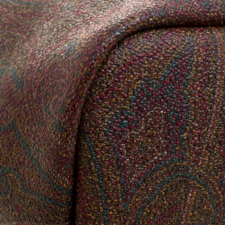 Pre Owned Etro Brown Paisley Printed Leather Shopper Tote
