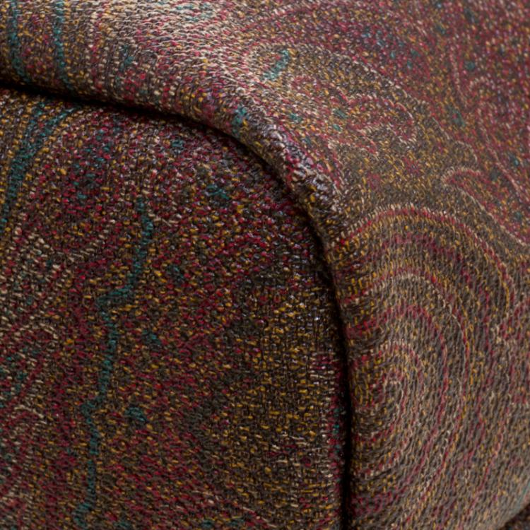 Pre Owned Etro Brown Paisley Printed Leather Shopper Tote