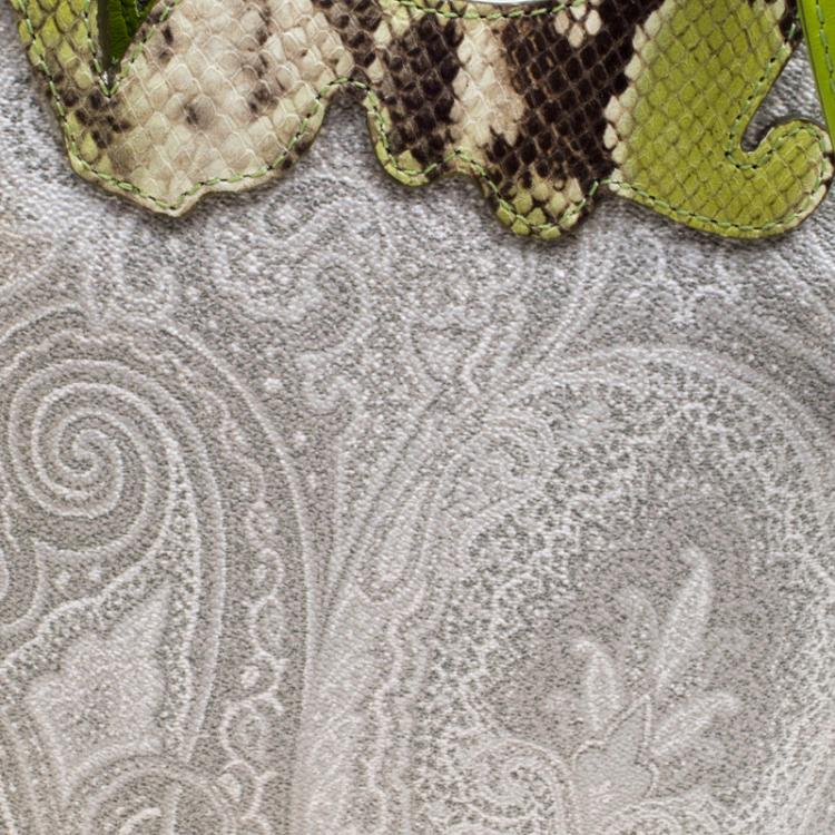 Pre Owned Etro Grey/Green Paisley Coated Canvas Crossbody Bag
