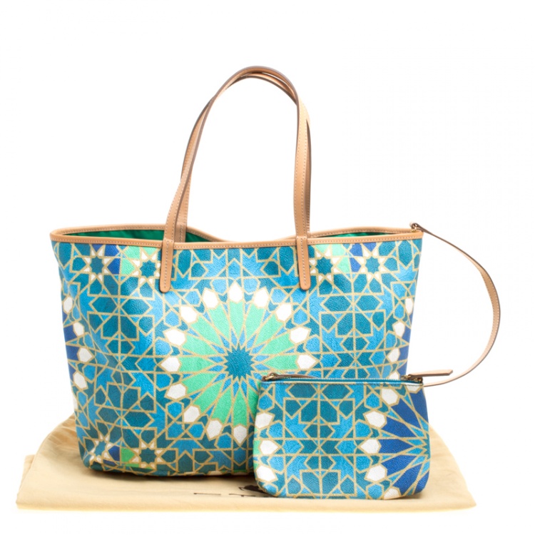 Pre Owned Etro Multicolor Printed Coated Canvas Shopping Tote