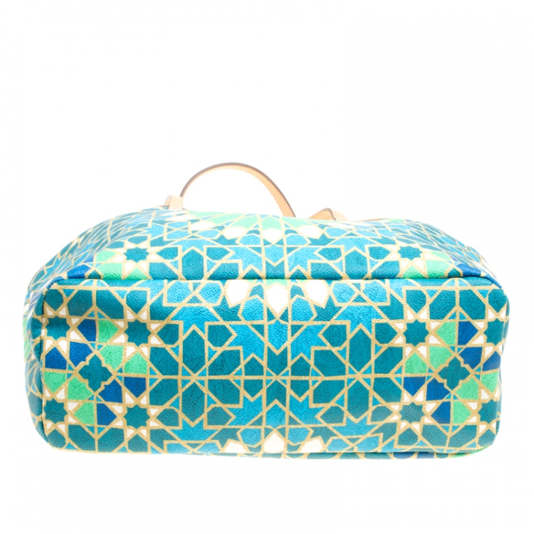 Pre Owned Etro Green/Multicolor Printed Coated Canvas Ramadan Edition Shopping Tote