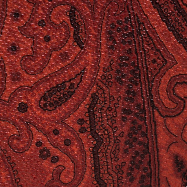 Pre Owned Etro Orange Paisley Printed Coated Canvas Bifold Wallet           