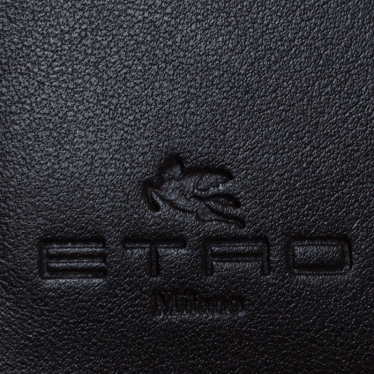 Pre Owned Etro Orange Paisley Printed Coated Canvas Bifold Wallet           