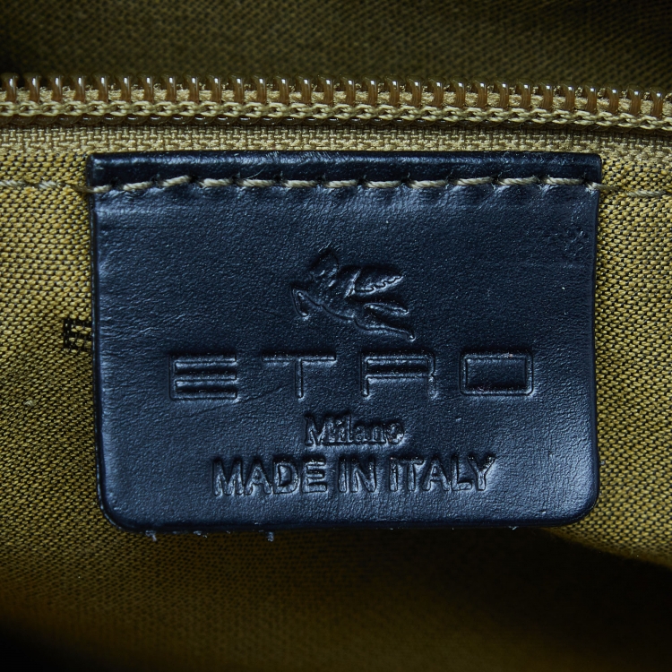 Pre Owned Etro Grey Paisley Nylon and Leather Flap Messenger Bag