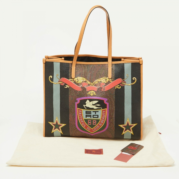 Pre Owned Etro Multicolor Paisley Printed Coated Canvas and Leather Shopper Tote