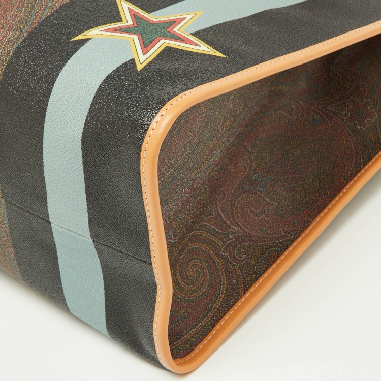 Pre Owned Etro Multicolor Paisley Printed Coated Canvas and Leather Shopper Tote