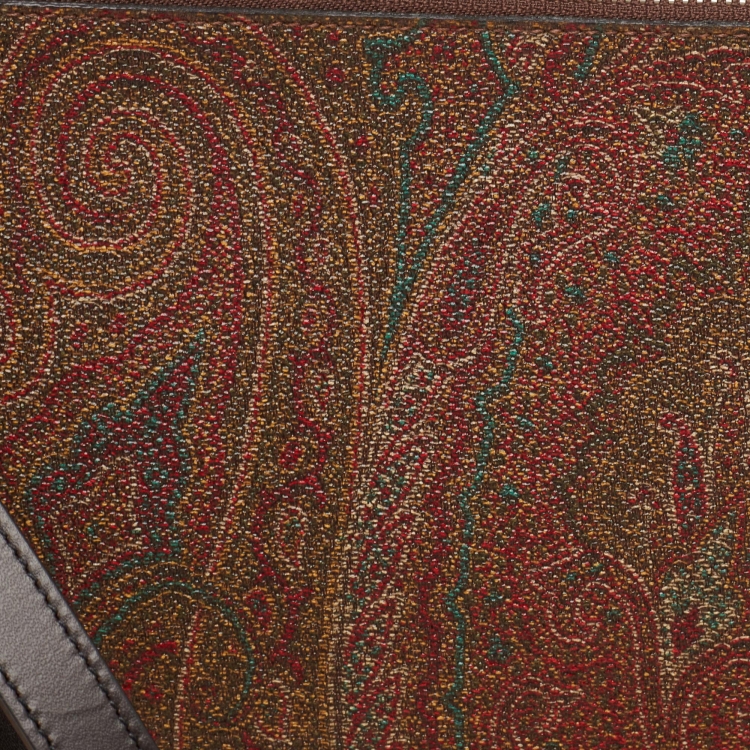 Pre Owned Etro Multicolor Paisley Print Coated Canvas Wristlet Pouch