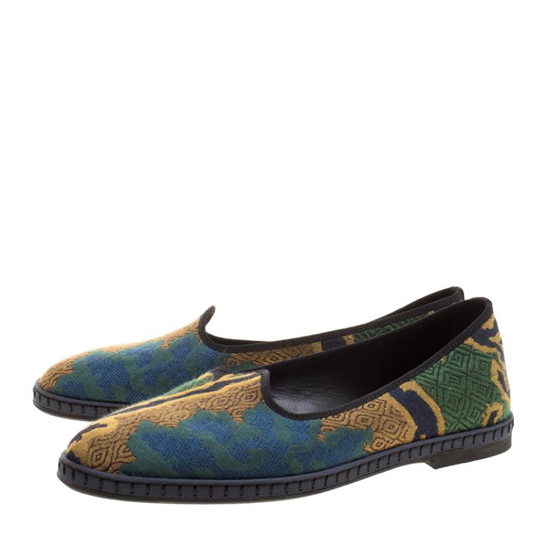 Pre Owned Etro Mulitcolor Brocade Loafers Size 37.5	