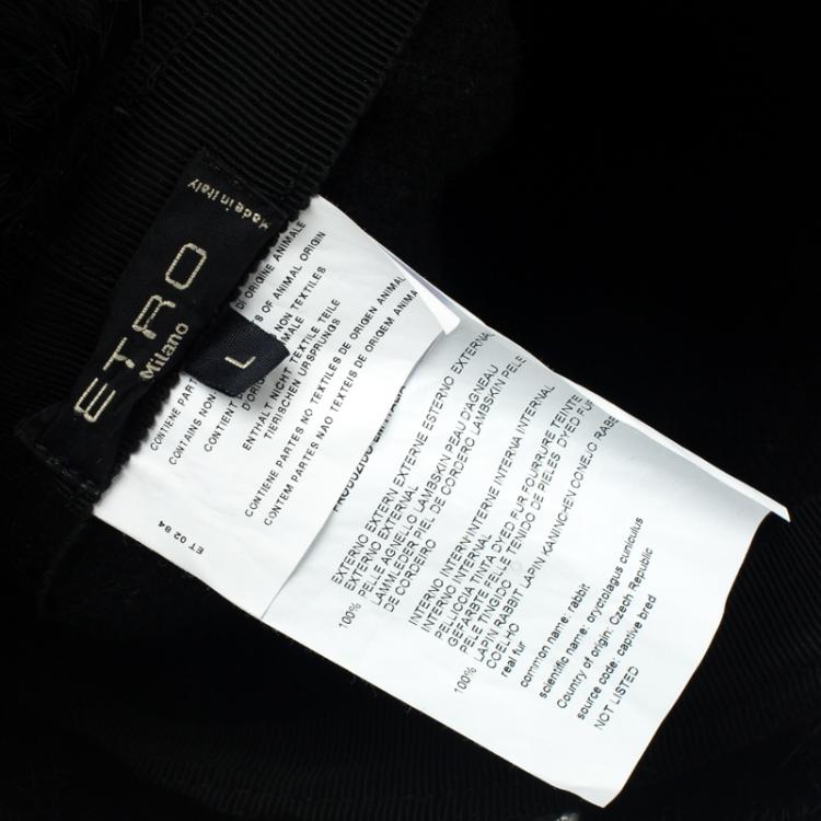 Pre Owned Etro Dark Green Leather and Rabbit Fur Aviator Hat L
