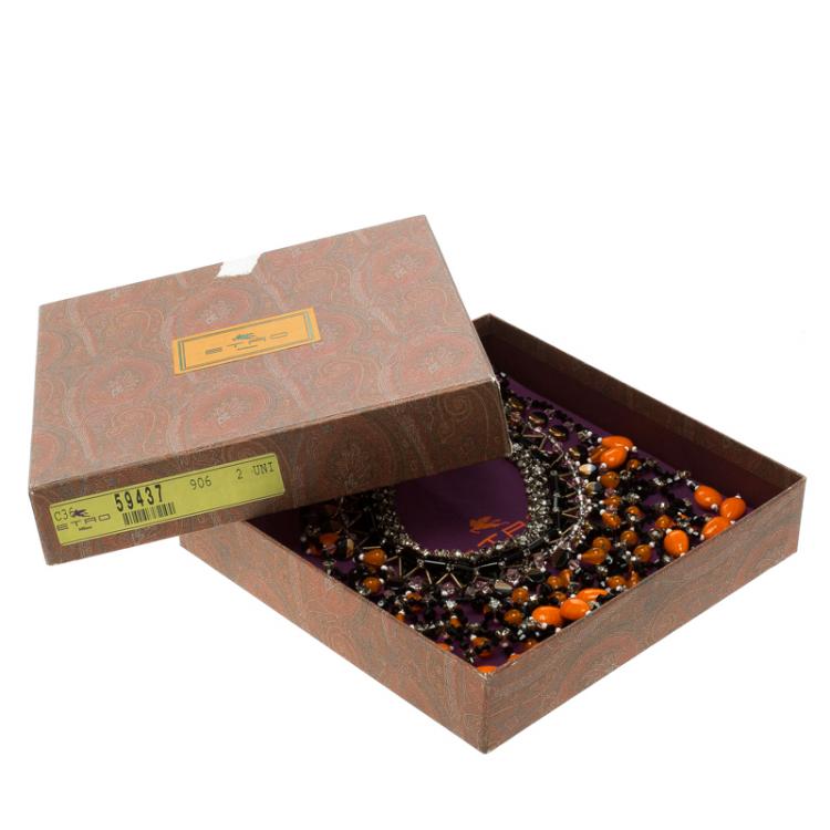 Pre Owned Etro Multicolor Crystal Beaded Statement Drop Necklace