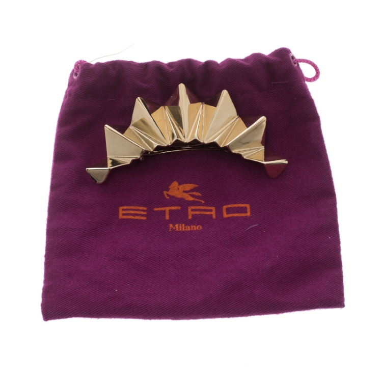 Pre Owned Etro Gold Tone Metal Hair Clip Barrette