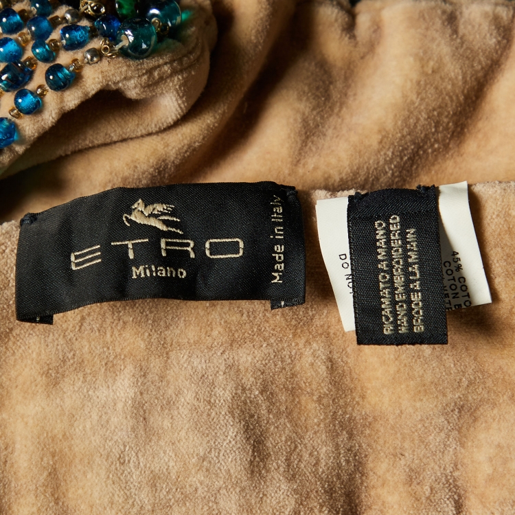 Pre Owned Etro Multicolour Beaded Velvet Tie Detail Waist Belt