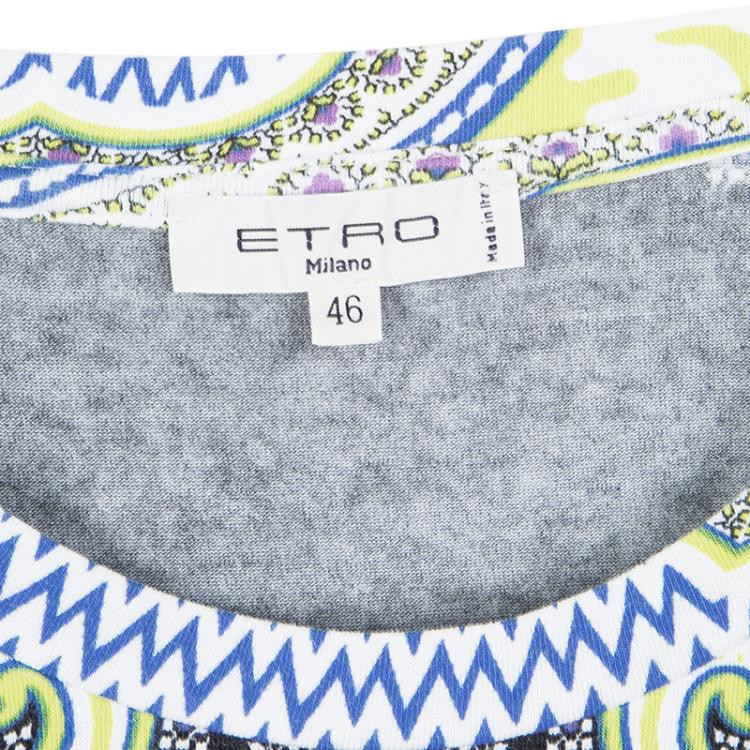 Pre Owned Etro Multicolor Paisley Print Short Sleeve T-Shirt L