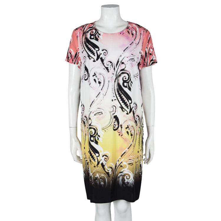 Pre Owned Etro Multicolor Printed Silk Short Sleeve Shift Dress M