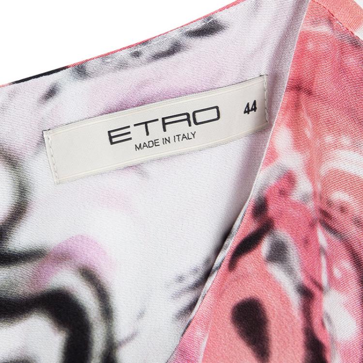 Pre Owned Etro Multicolor Printed Silk Short Sleeve Shift Dress M