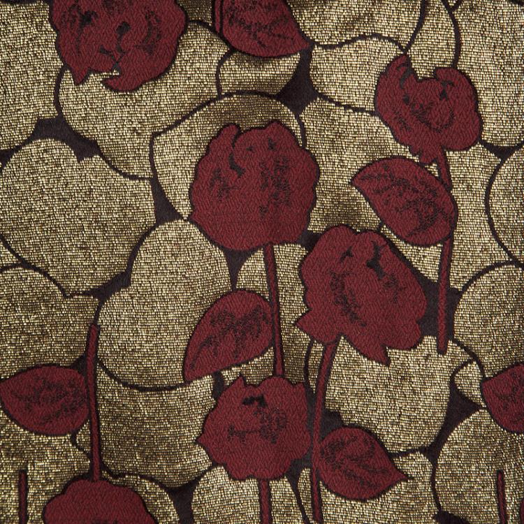 Pre Owned Etro Red and Gold Brocade Short Sleeve Shift Dress L