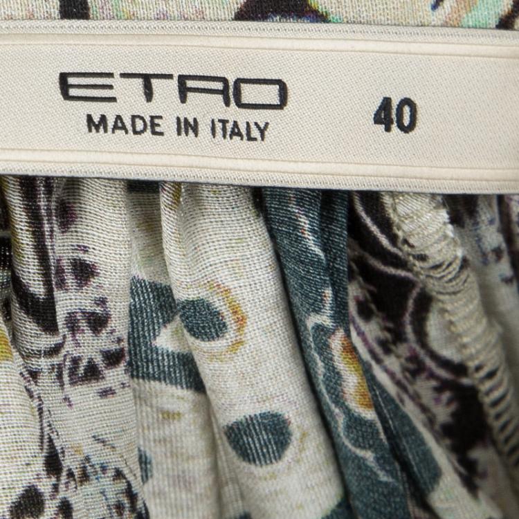 Pre Owned Etro Paisley Print Lace Trim Long Sleeve Blouse S
