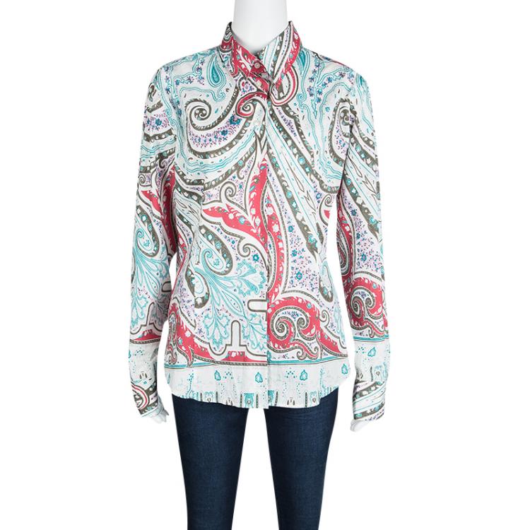 Pre Owned Etro Multicolor Printed Cotton Long Sleeve Button Front Shirt XL